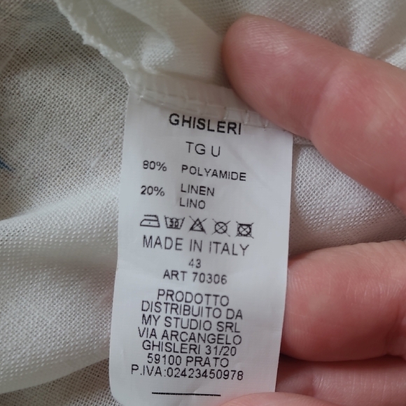 Made In Italy Linen-Blend Boho Print Blouse - See Measurements - Picture 8 of 9